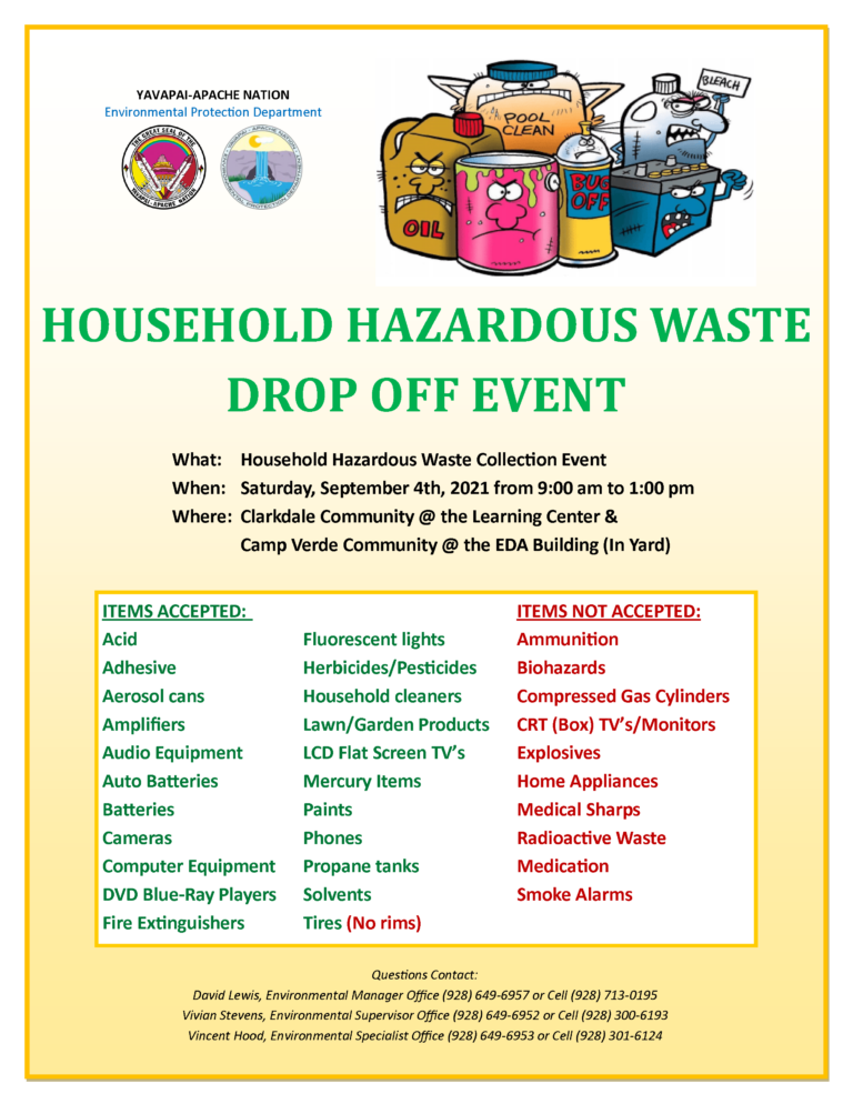 HOUSEHOLD HAZARDOUS WASTE DROP OFF EVENT YavapaiApache Nation