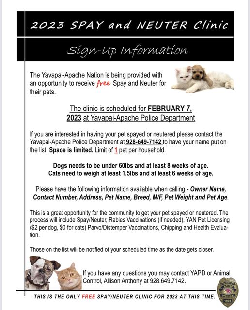 2023 Spay and Neuter Clinic YavapaiApache Nation