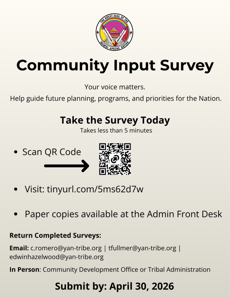 Community Announcement: Community Input Survey – Yavapai-Apache Nation
