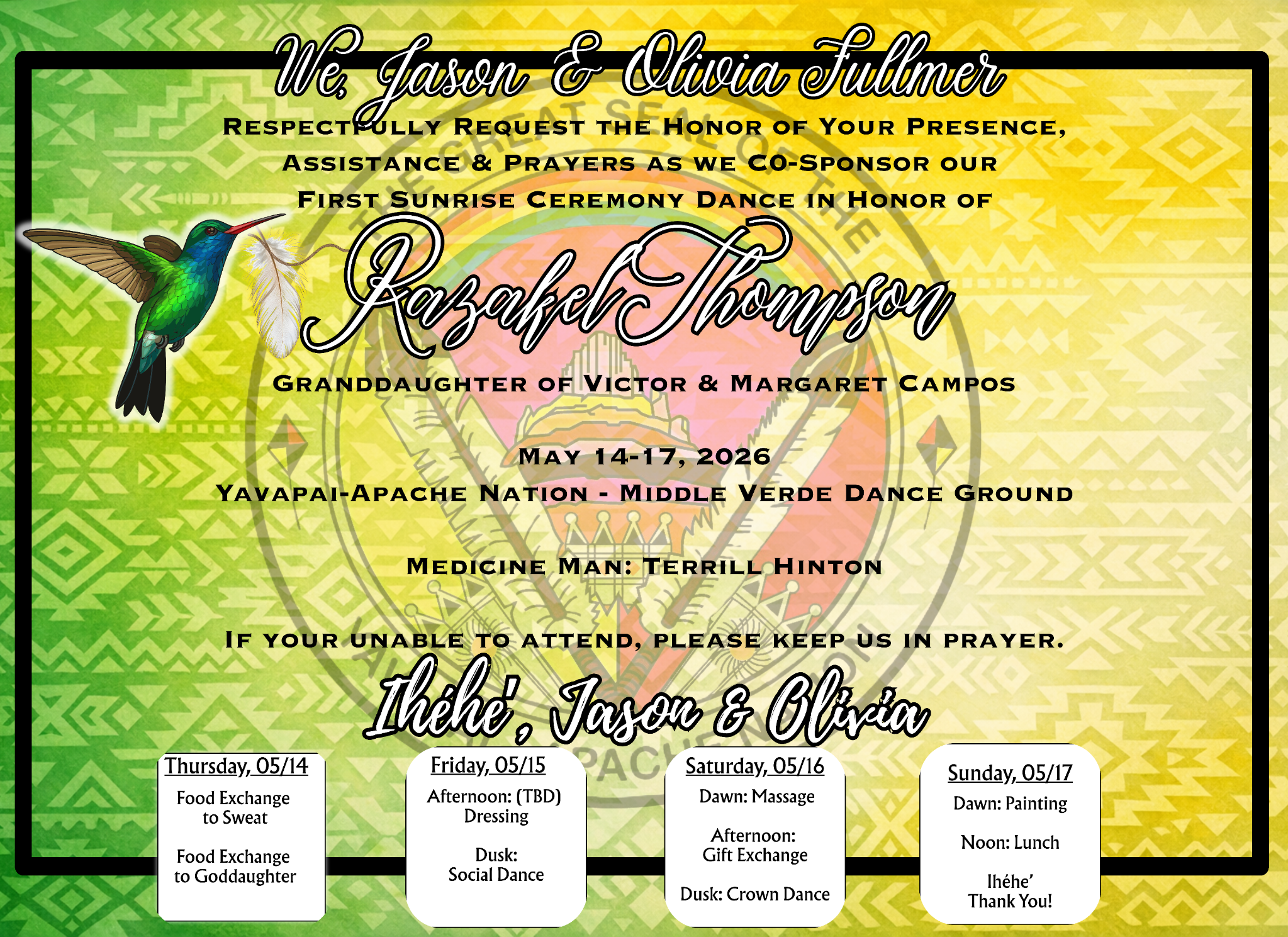 Razakel Thompson Sunrise Ceremony – Co-Sponsor Invitation – Yavapai ...