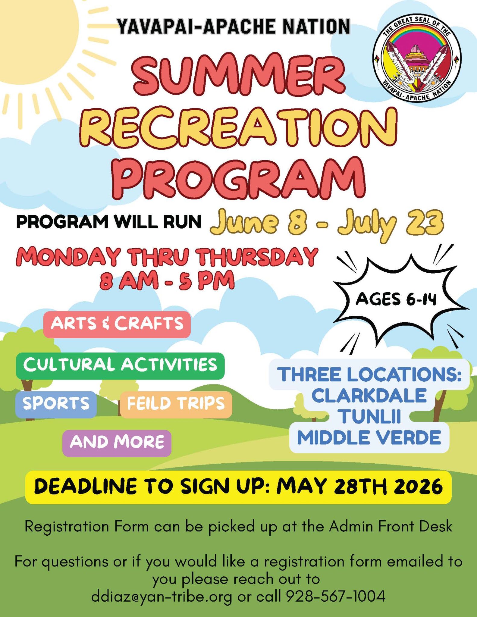 Summer Program Registration Opening YAN Summer Recreation Program β Registration Now Open β Yavapai-Apache ...